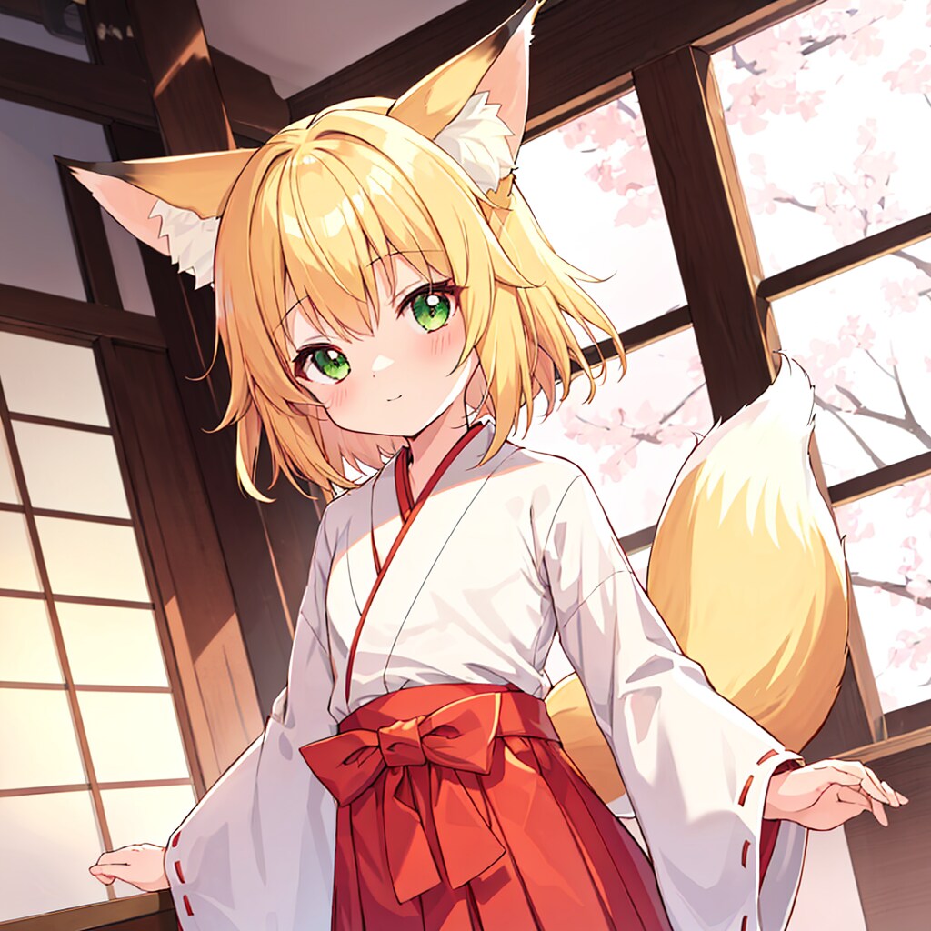 桜と巫女さん