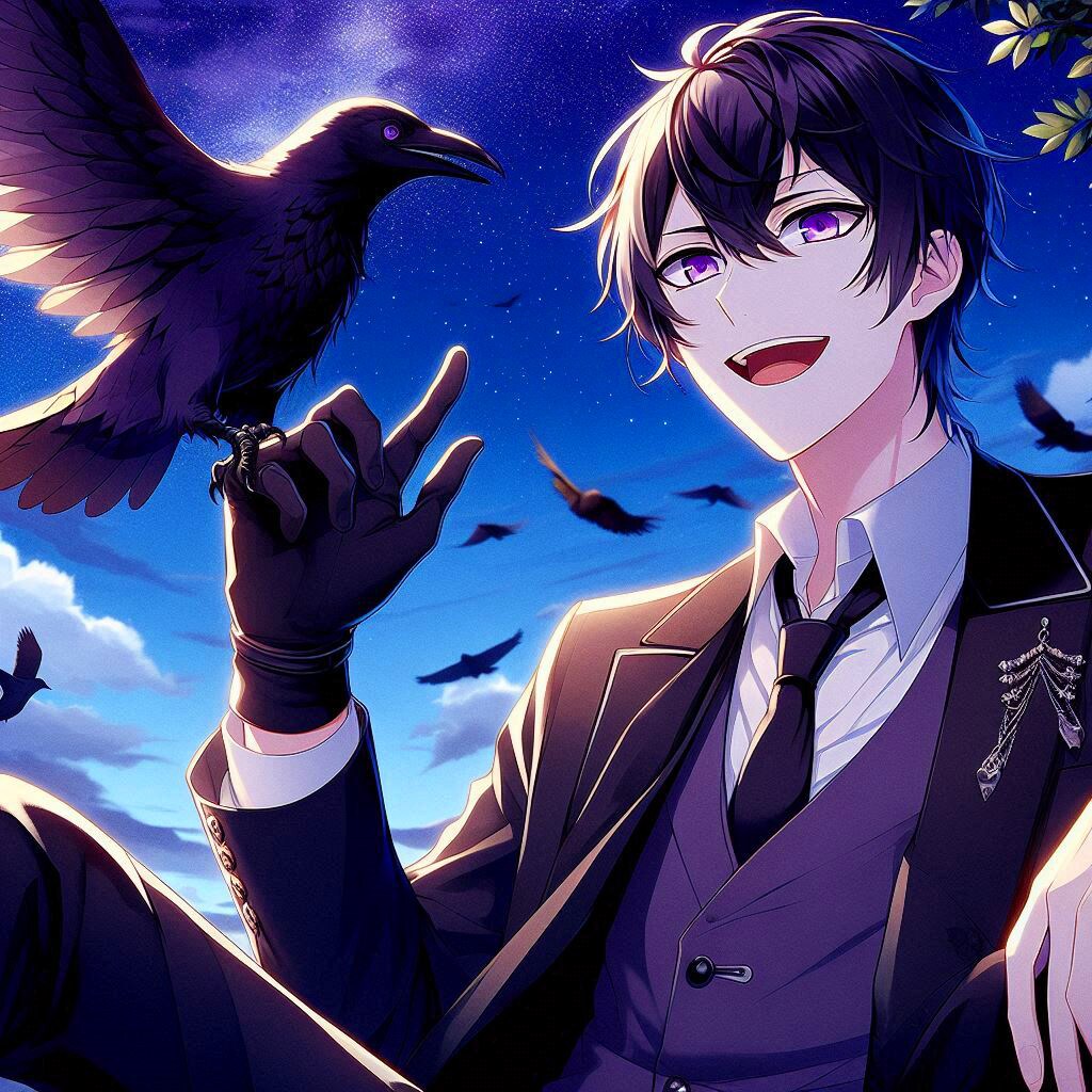 ダークな黒髪短髪男性と、カラス★(12枚)