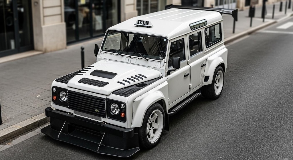 ランドローバーディフェンダ―タクシーのドリ車