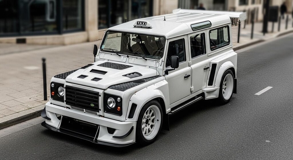 ランドローバーディフェンダ―タクシーのドリ車