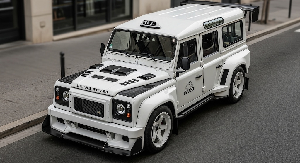 ランドローバーディフェンダ―タクシーのドリ車