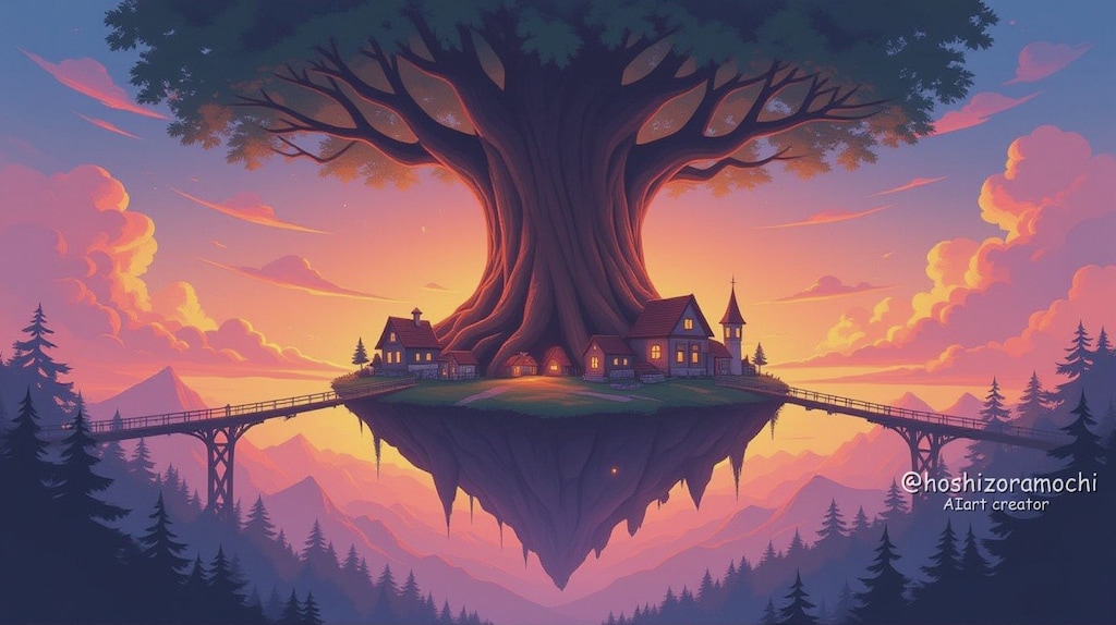 浮遊する根の都市 - Floating Root City