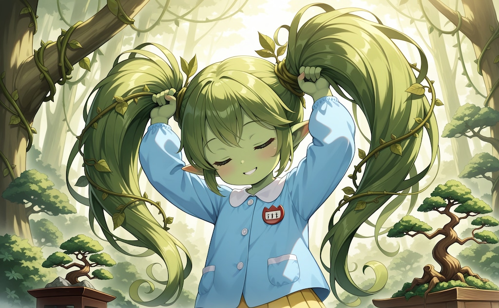 盆栽の真似をするロリアードちゃん
