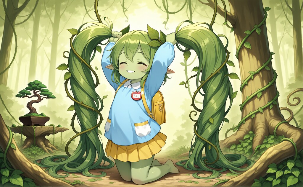 盆栽の真似をするロリアードちゃん