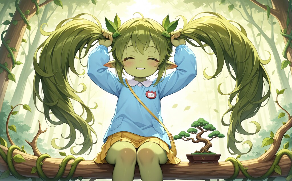 盆栽の真似をするロリアードちゃん