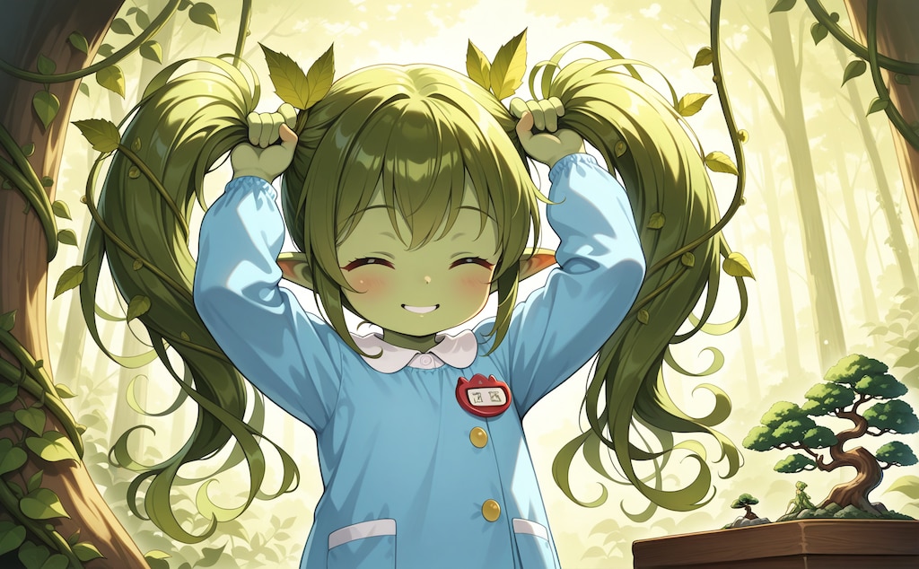 盆栽の真似をするロリアードちゃん