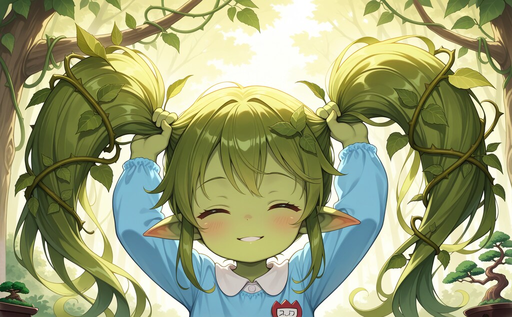 盆栽の真似をするロリアードちゃん