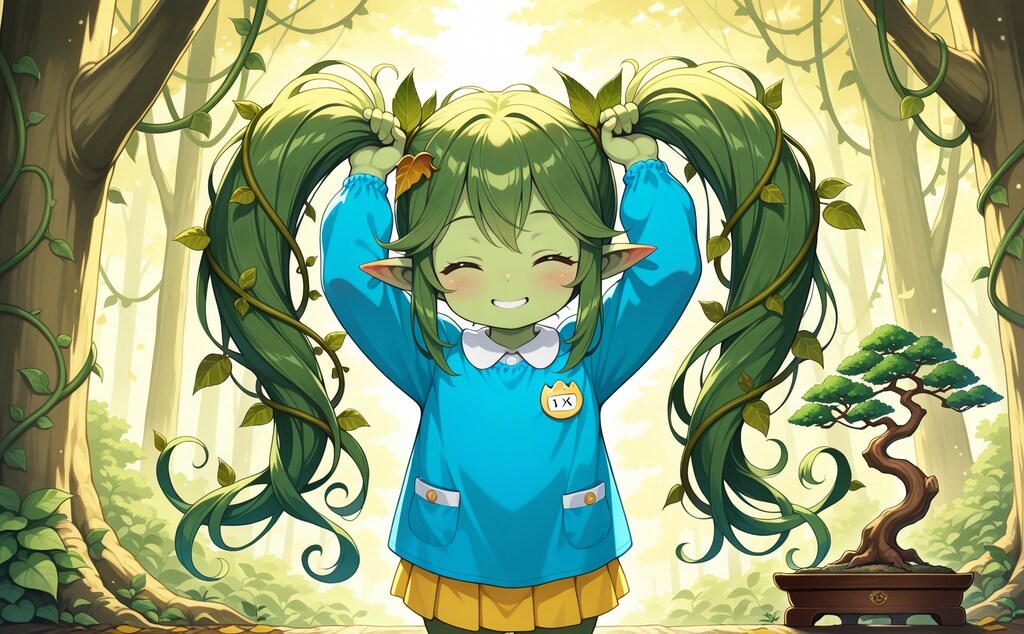 盆栽の真似をするロリアードちゃん