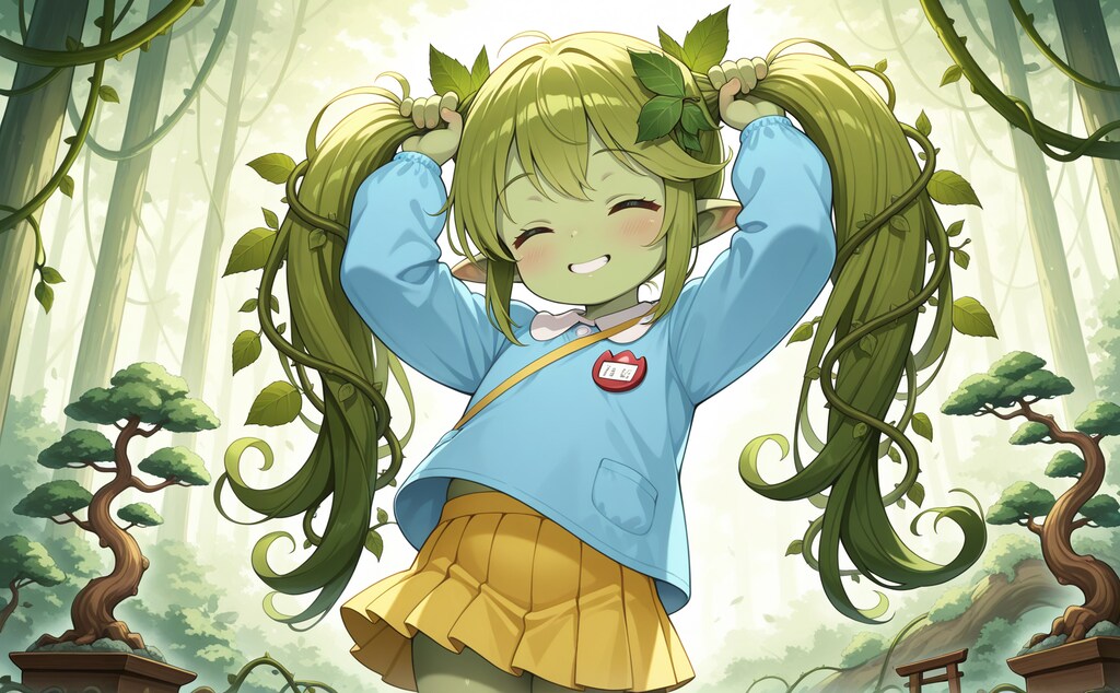 盆栽の真似をするロリアードちゃん