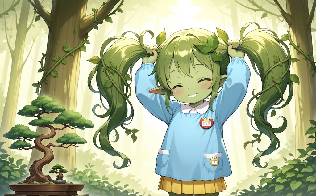 盆栽の真似をするロリアードちゃん