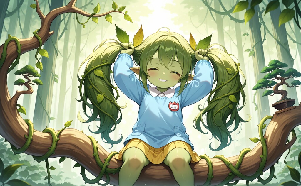 盆栽の真似をするロリアードちゃん