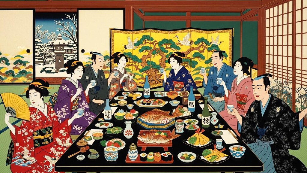 日本画風忘年会之図