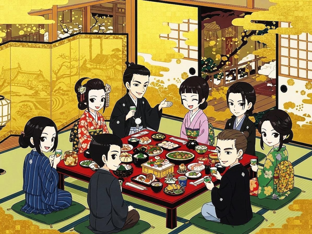 日本画風忘年会之図