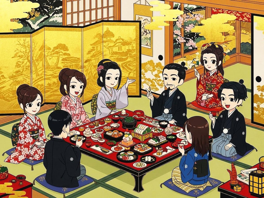 日本画風忘年会之図