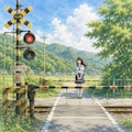 踏切待ちの少女 3枚目