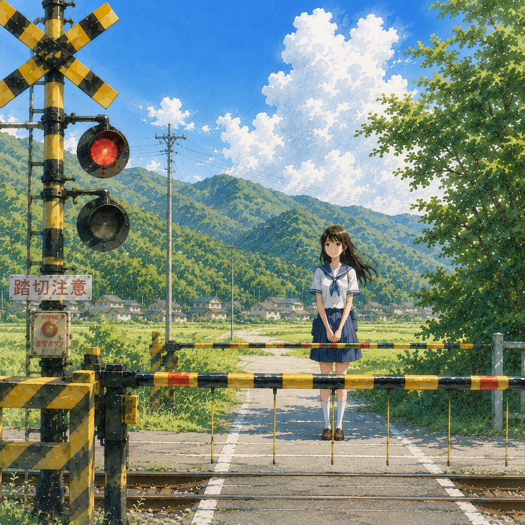 踏切待ちの少女