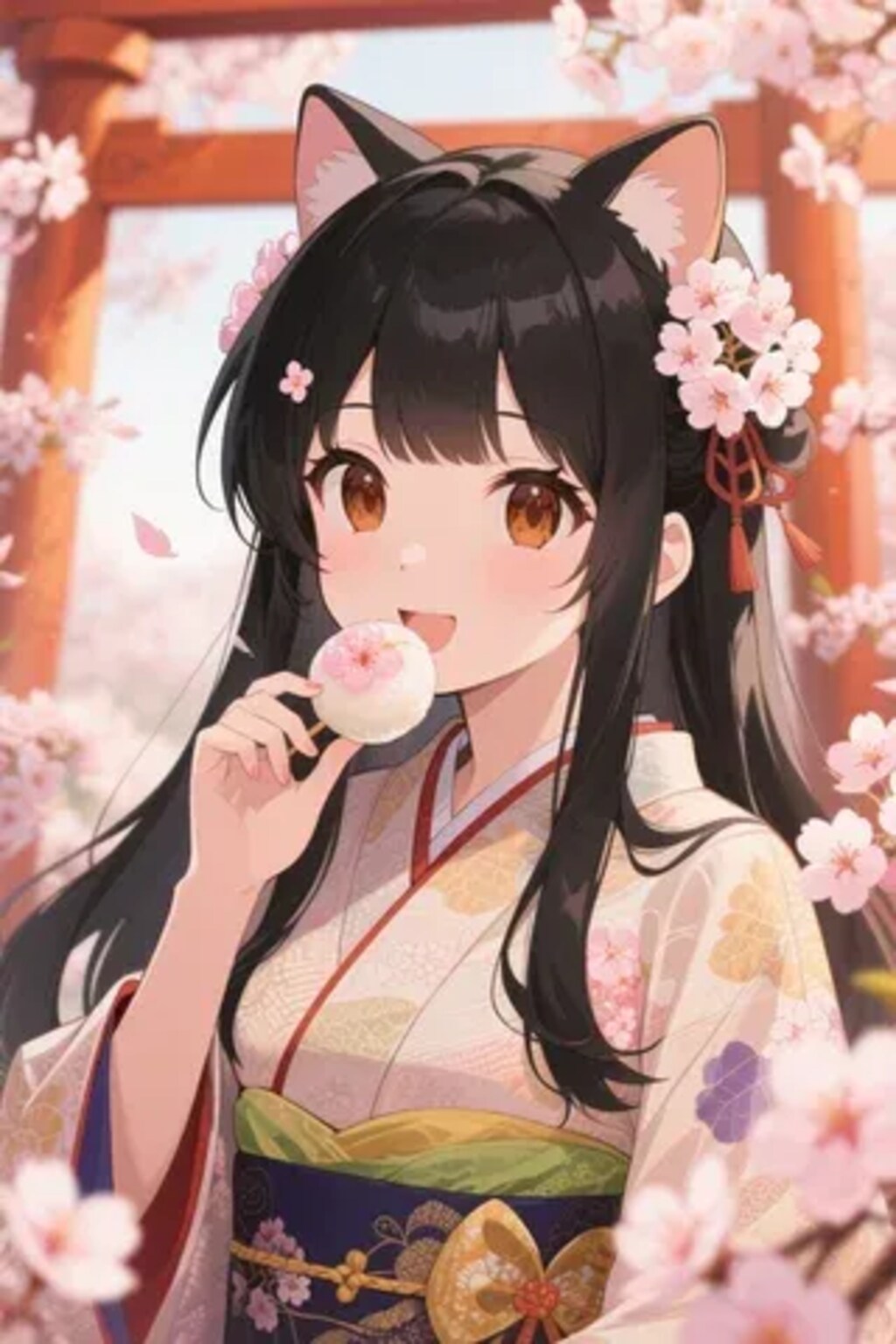 お餅を食べるさくらちゃん