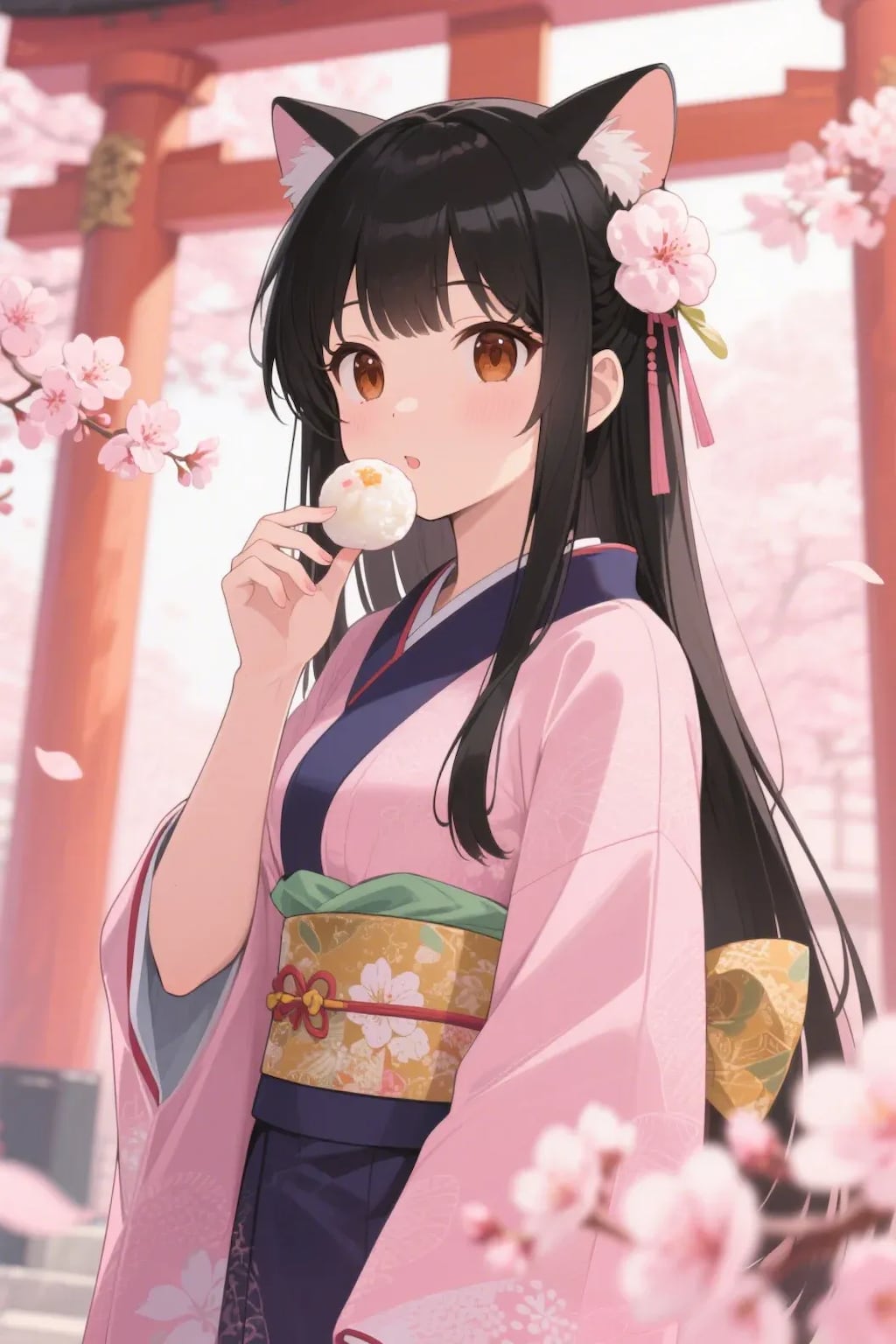 お餅を食べるさくらちゃん