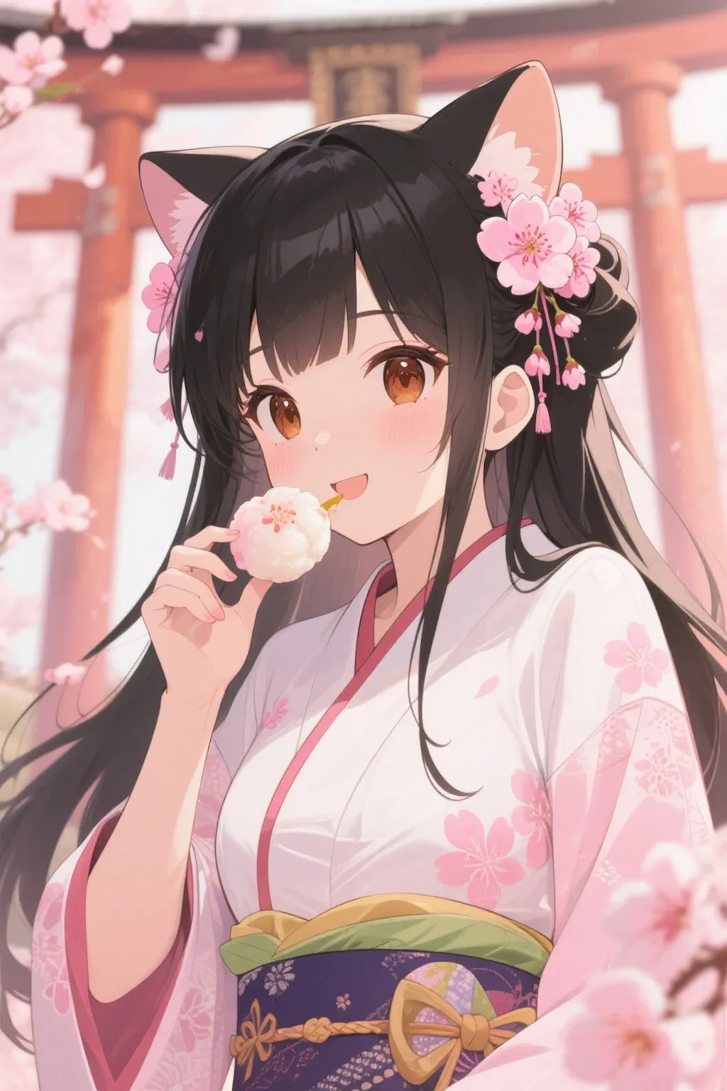 お餅を食べるさくらちゃん