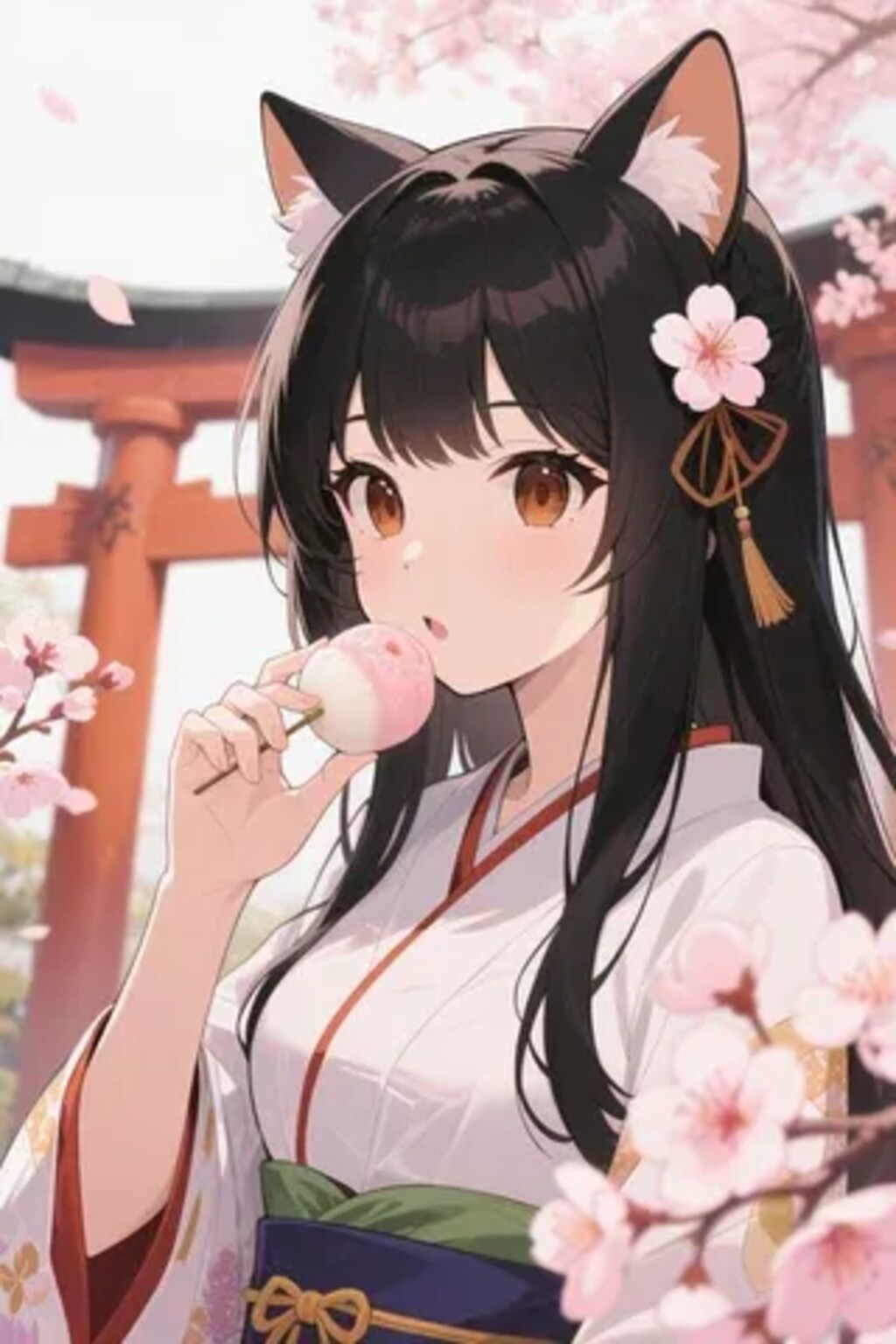 お餅を食べるさくらちゃん