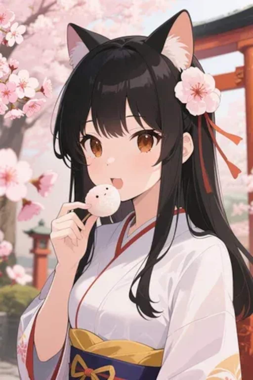 お餅を食べるさくらちゃん