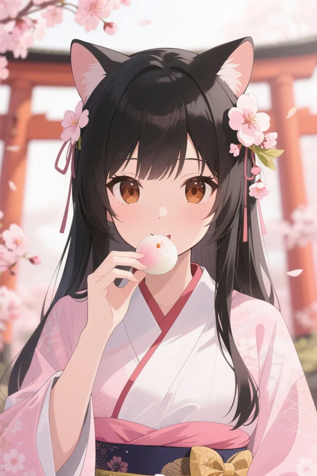 お餅を食べるさくらちゃん