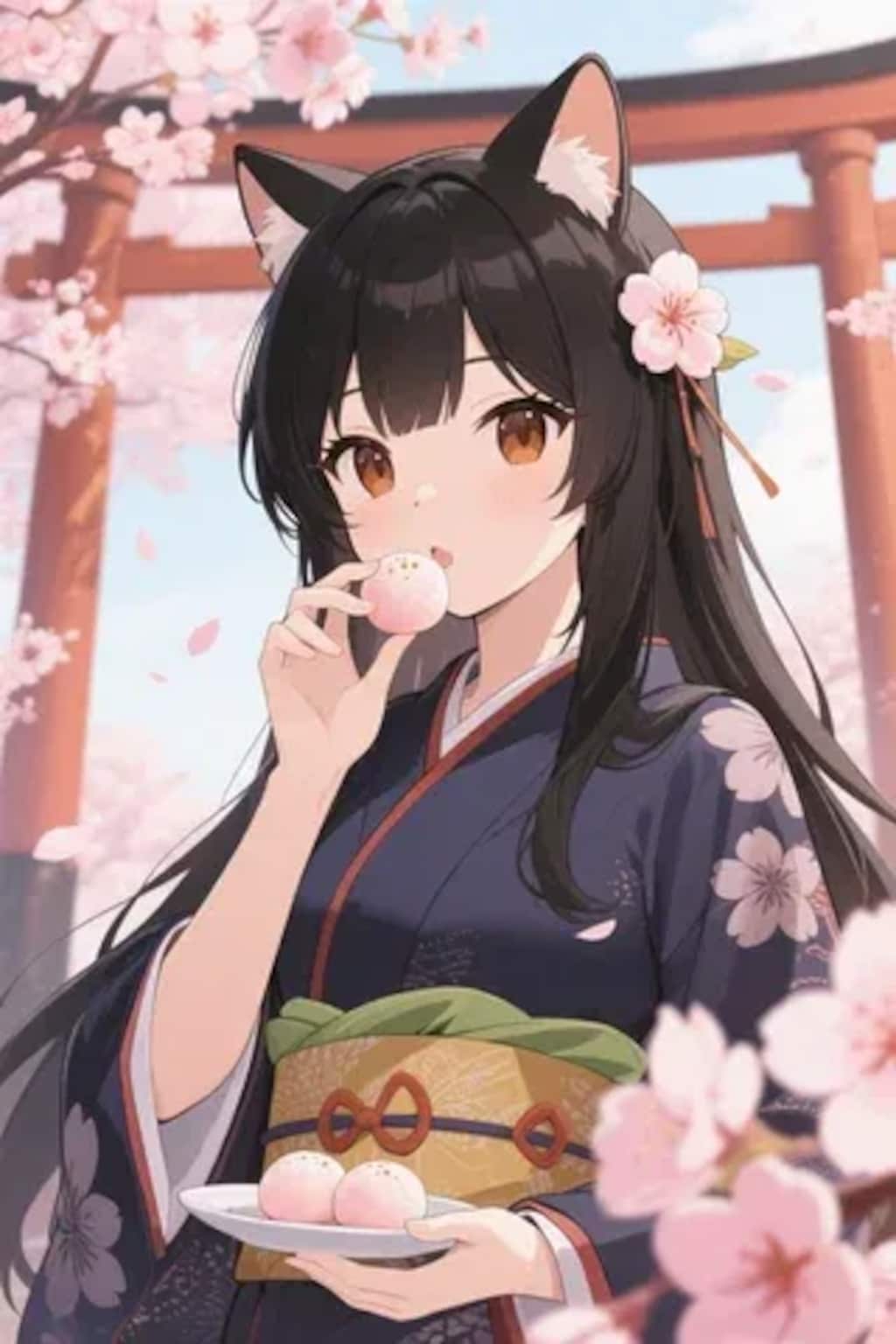 お餅を食べるさくらちゃん