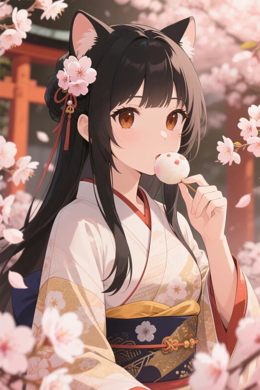 お餅を食べるさくらちゃん