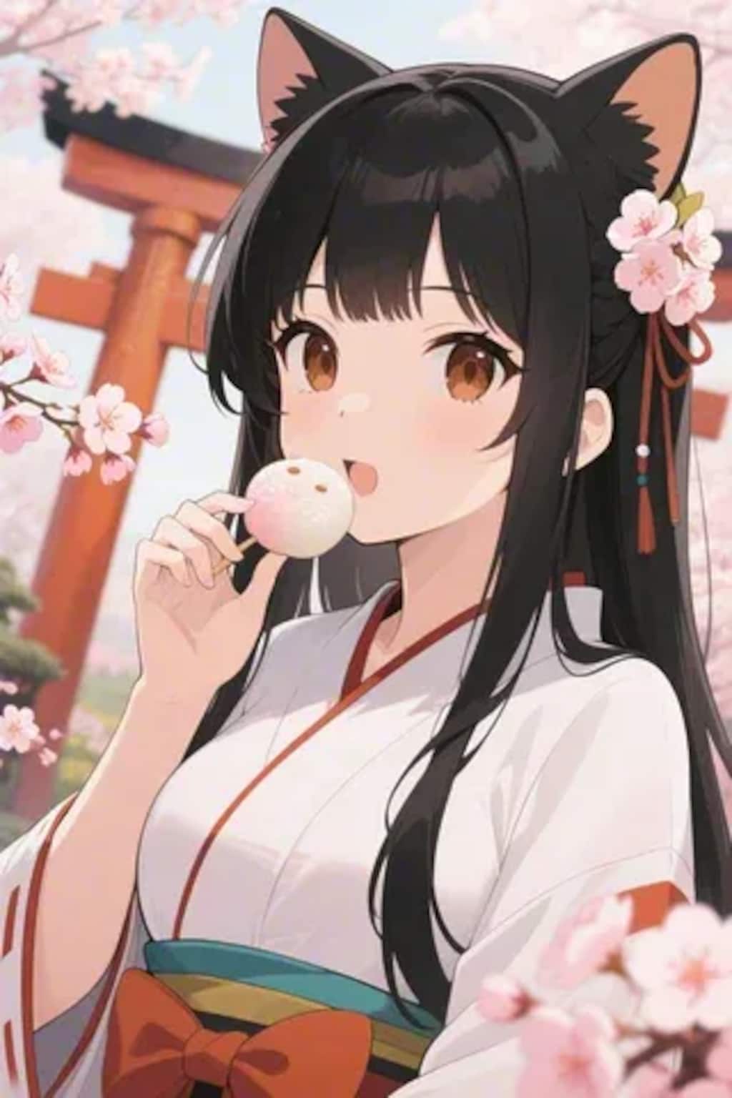 お餅を食べるさくらちゃん