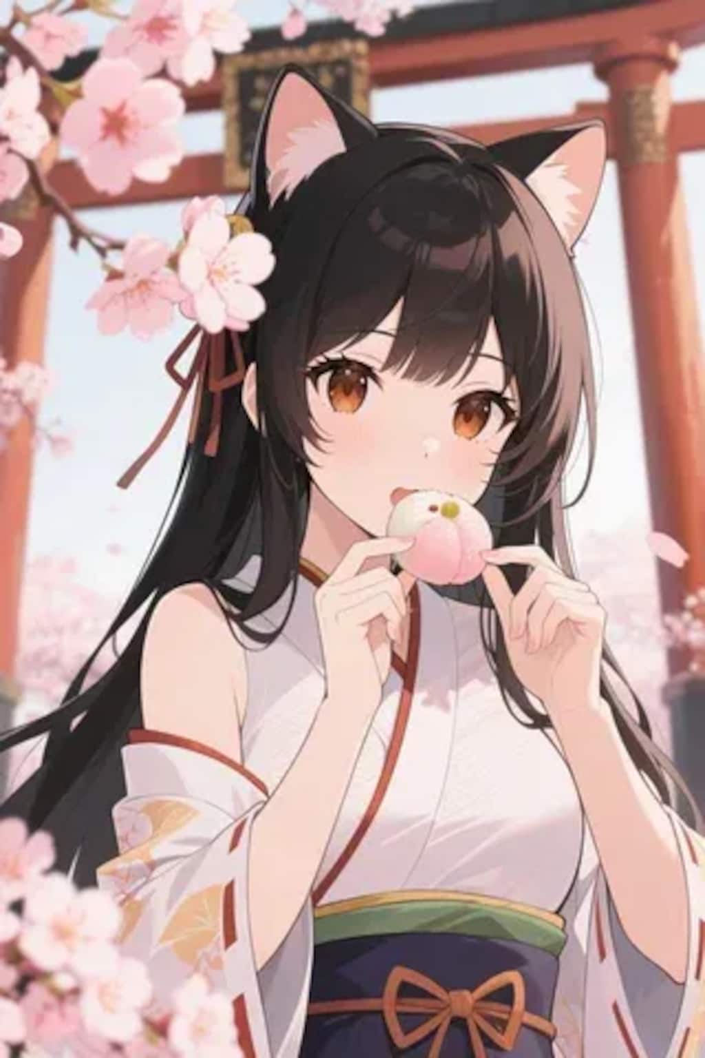 お餅を食べるさくらちゃん