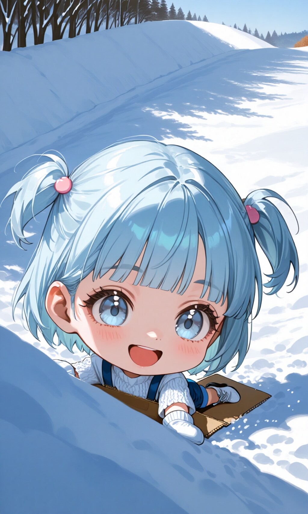 彩葵海ちゃんの段ボール滑り