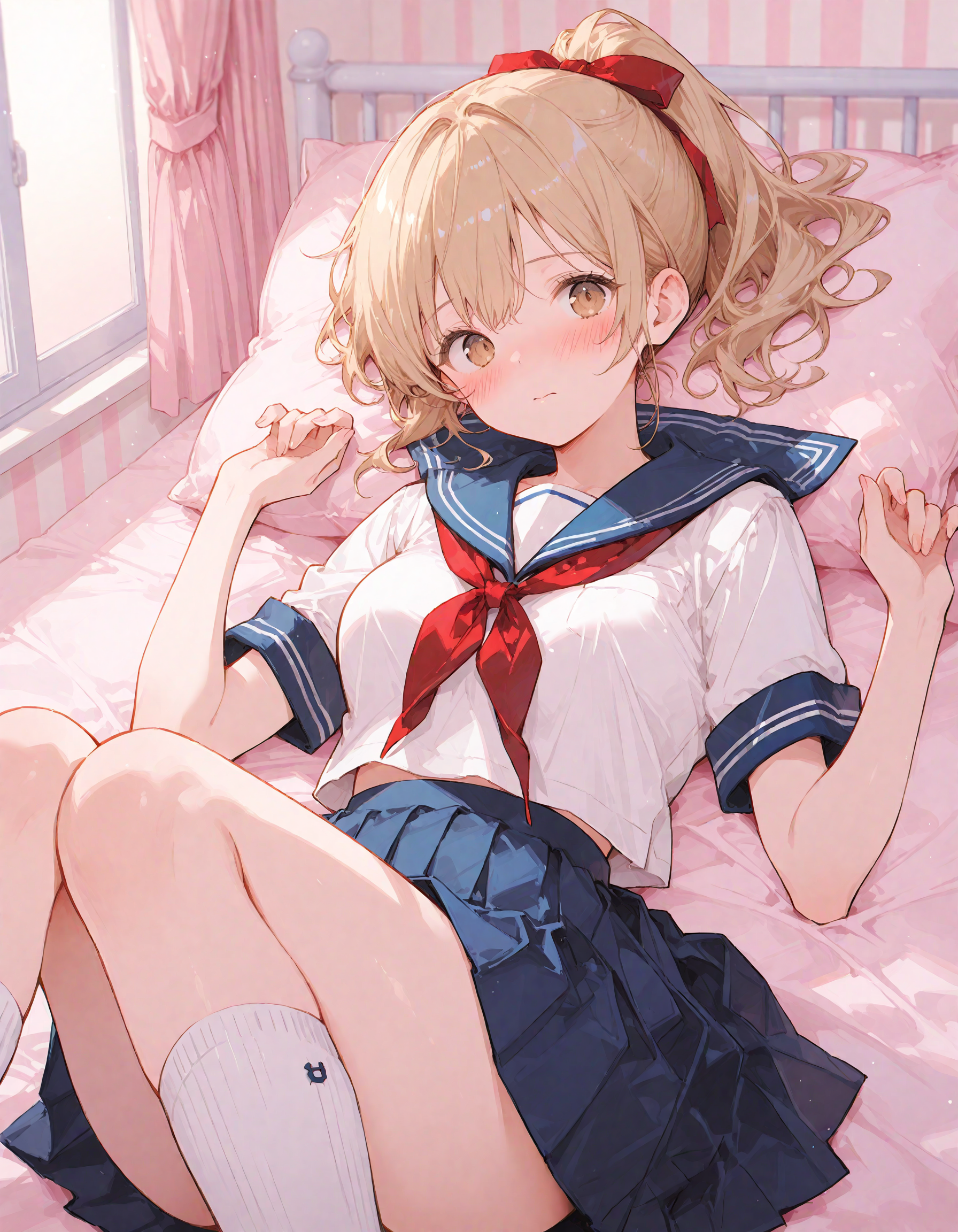 押し倒されちゃった金ポニテちゃん