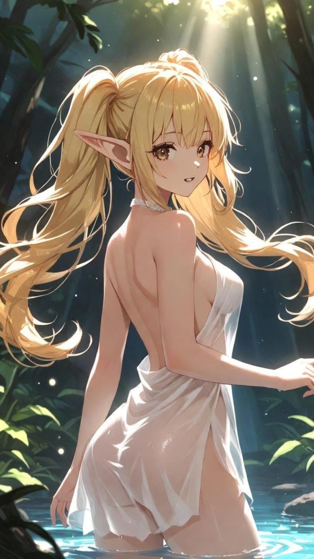 水浴びエルフ