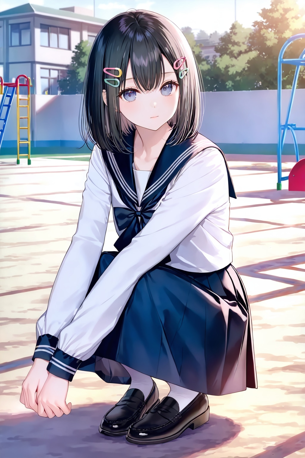 校庭(セーラー服)(LILAC) | の人気AIイラスト・グラビア