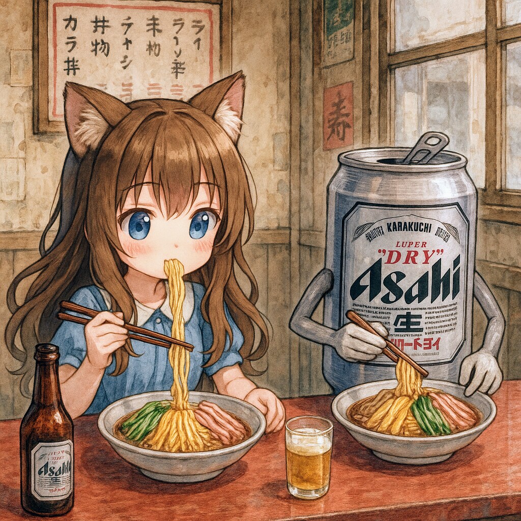 冷やし中華を啜る小さな女の子