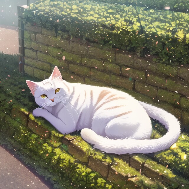 休憩中の白ネコ