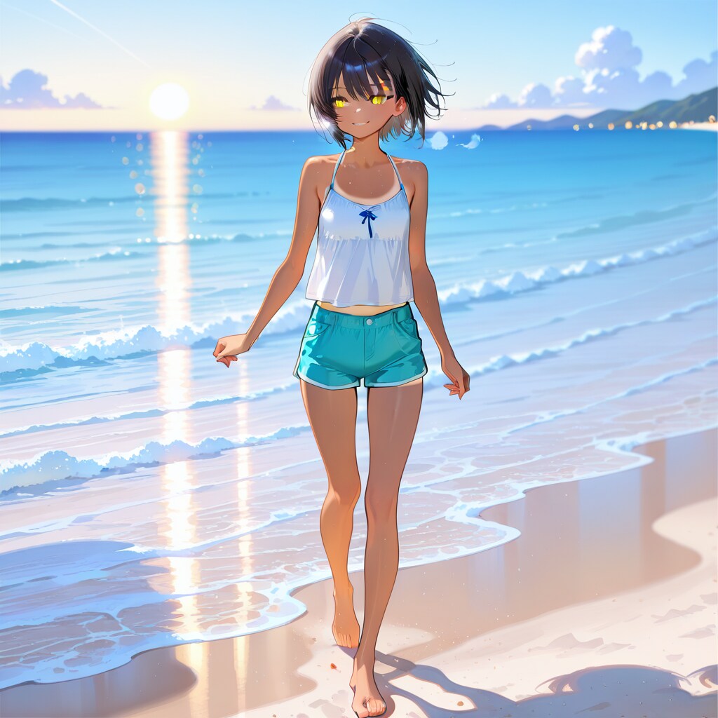 浜辺と少女