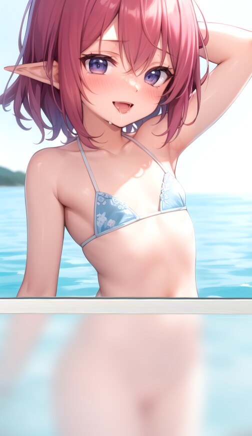 すりガラス越しに見る美人エルフのあそこ💖
