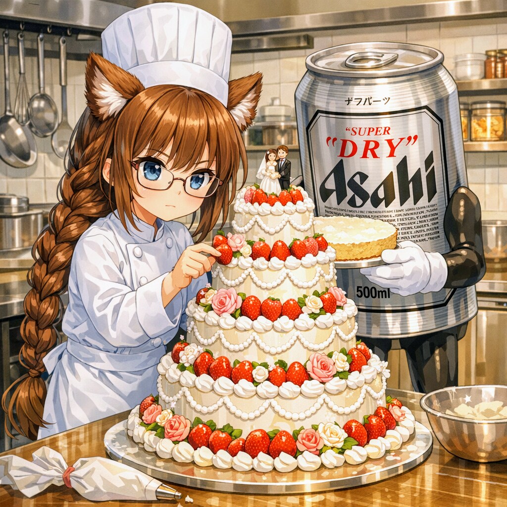 ウェディングケーキを作る小さな女の子