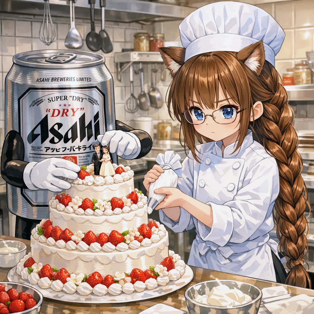 ウェディングケーキを作る小さな女の子