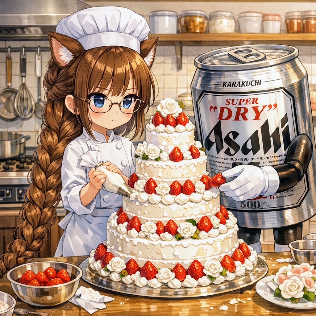 ウェディングケーキを作る小さな女の子