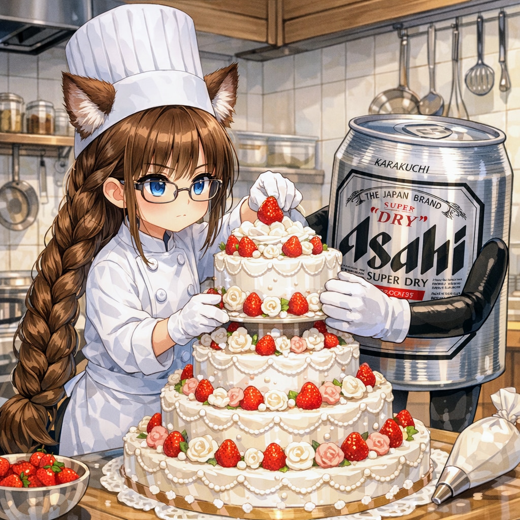 ウェディングケーキを作る小さな女の子