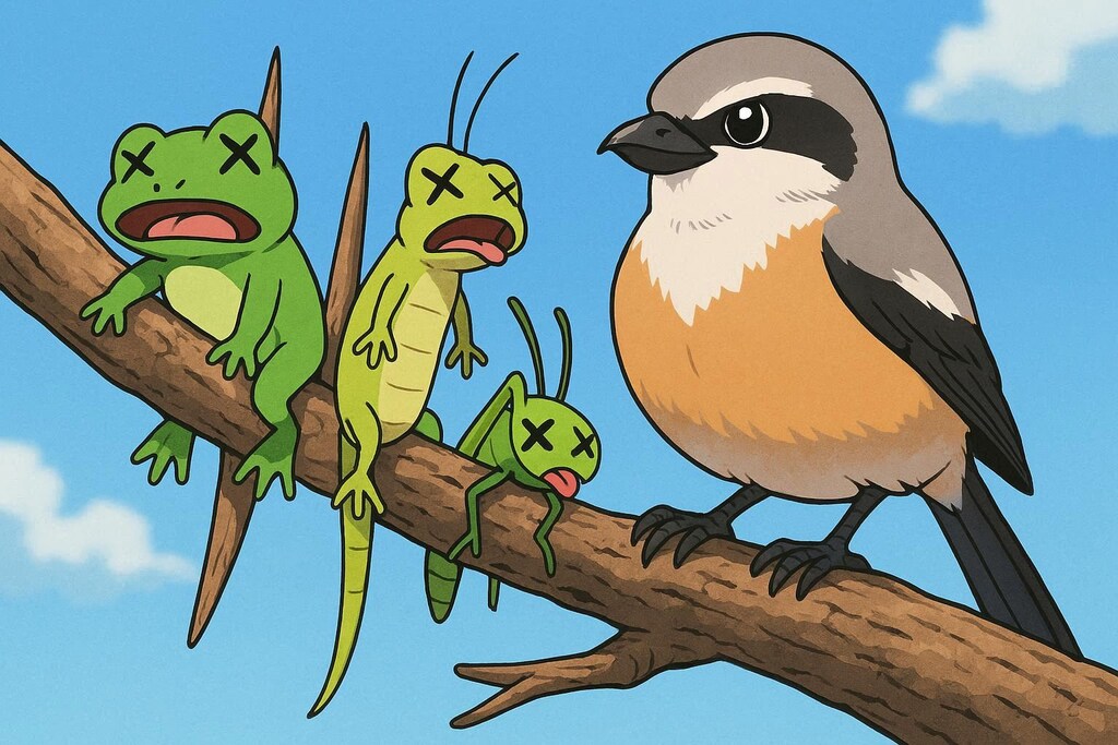 モズのはやにえ