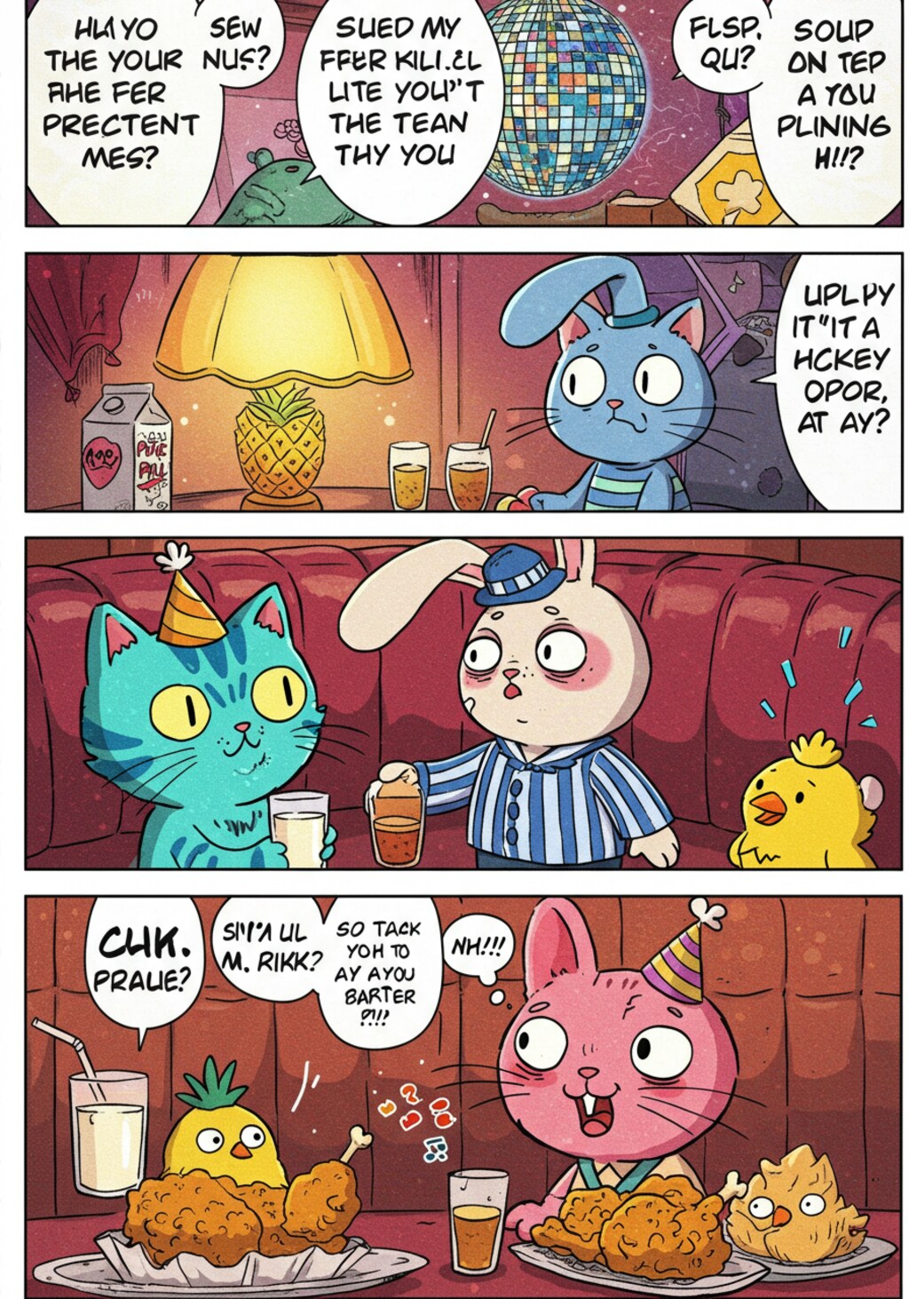 猫・兎・ヒヨコたちの食卓_ImageFX