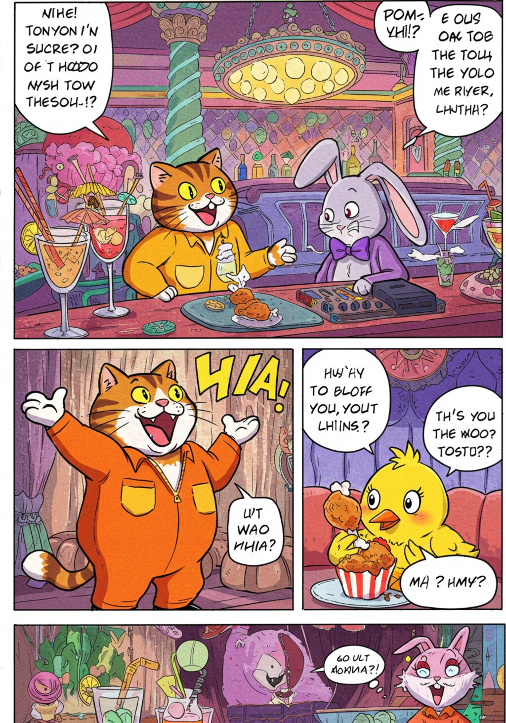 猫・兎・ヒヨコたちの食卓_ImageFX