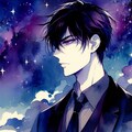 水彩画な、黒髪短髪男性と夜空★その1(12枚) 8枚目