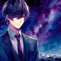水彩画な、黒髪短髪男性と夜空★その1(12枚) 12枚目