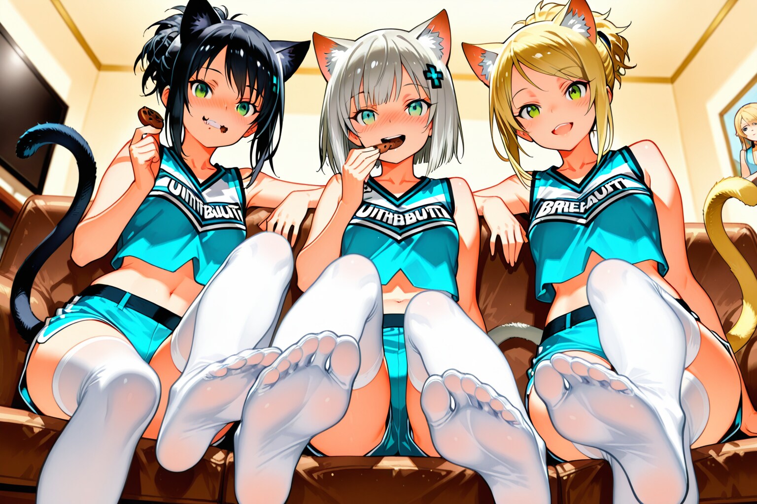 ね？ね？今度、学校のイベントでこれ着るんだ！（何のイベントだよ…。クッキーのかけら散らさない！)