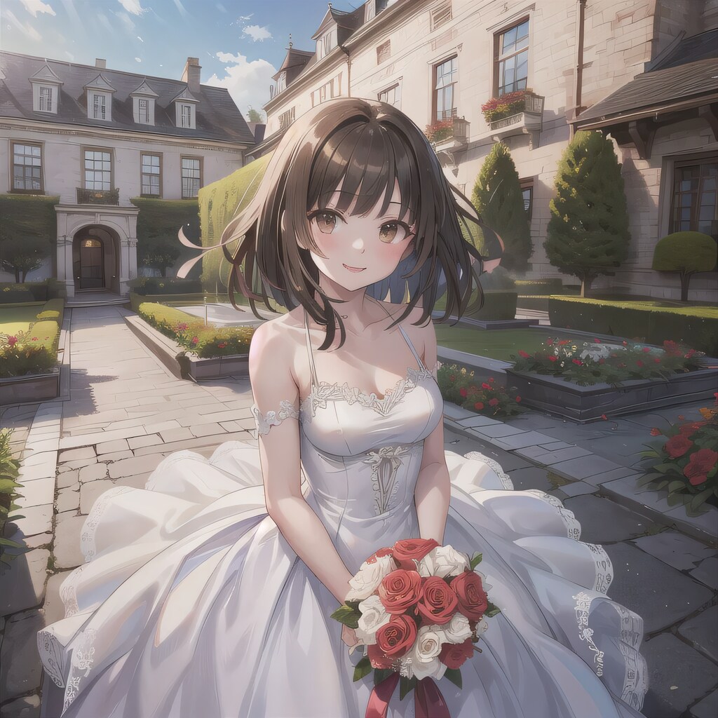 黒髪ロングでウェディングドレスの少女６