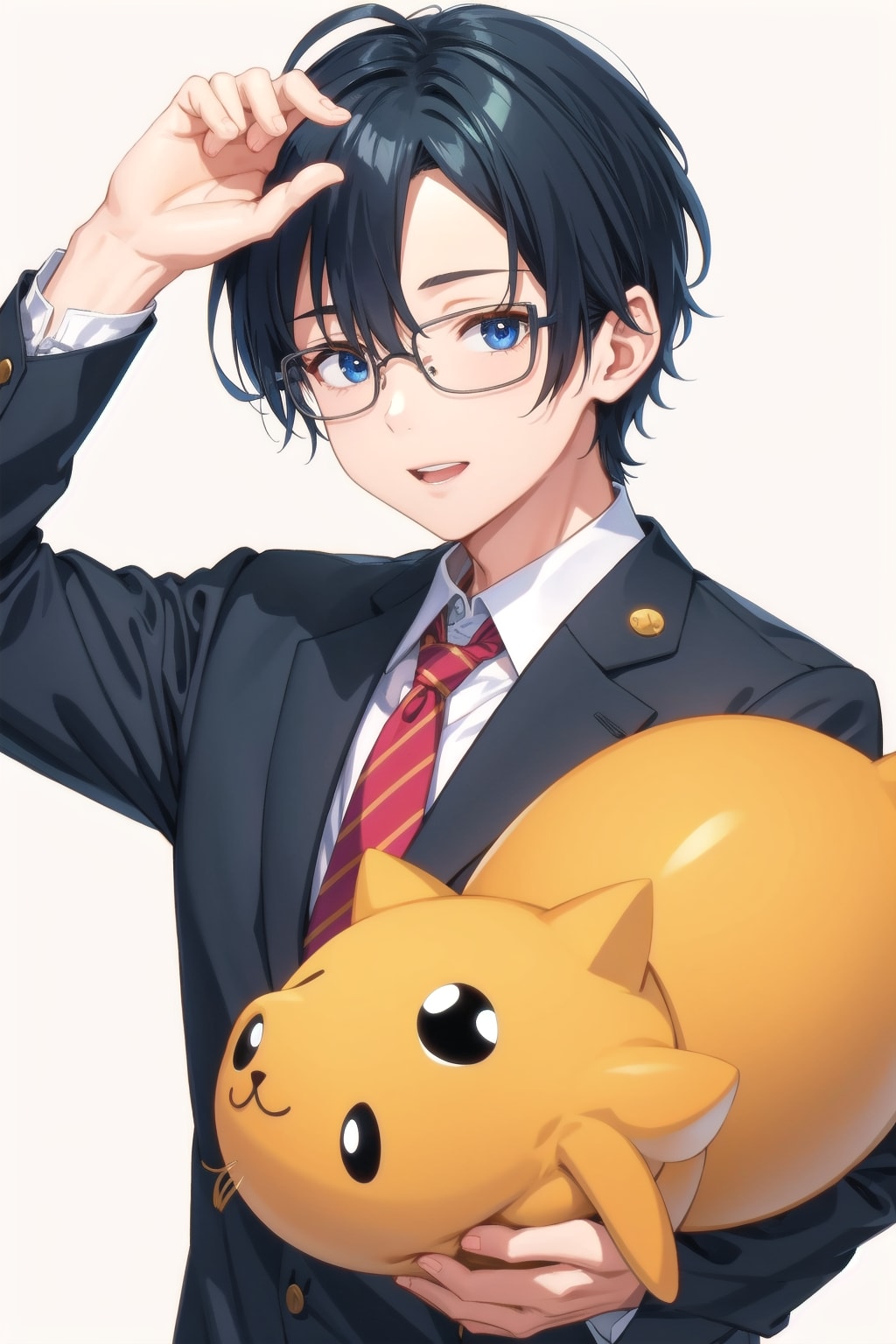 謎の生物を抱えた青年